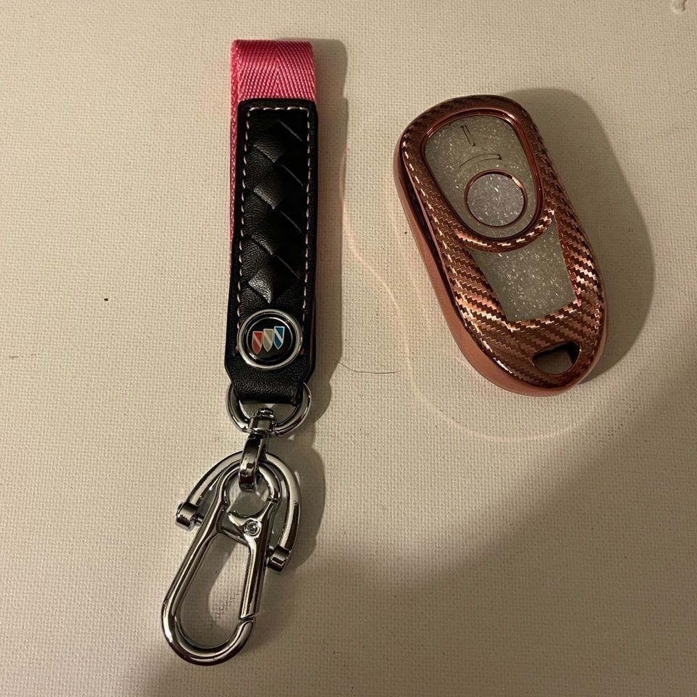 Buick Logo key fob Keychain in Black and Pink and fob cover in Pink NWT